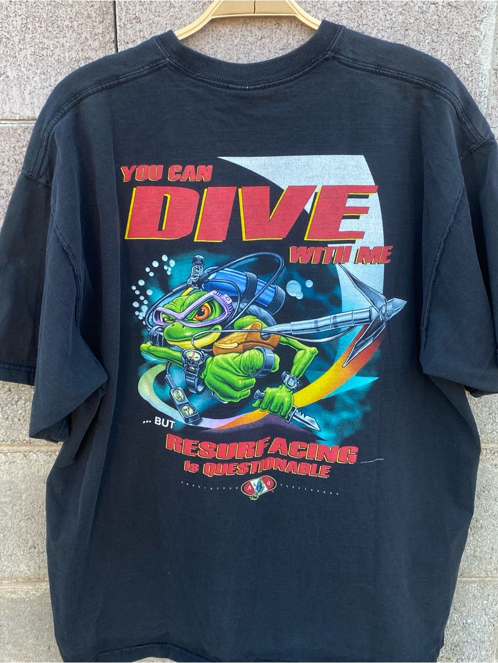90s Vintage Amphibious Outfitters Scuba Diving Shirt Frog Ocean Sea XXL 2XL